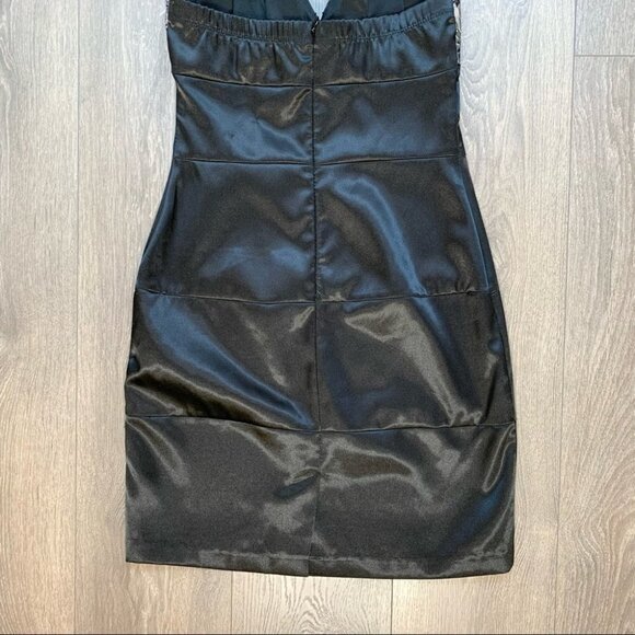 Women’s City Studio Halter Satin Lace Mini Dress Vintage Y2K 2000s Black - Picture 9 of 15